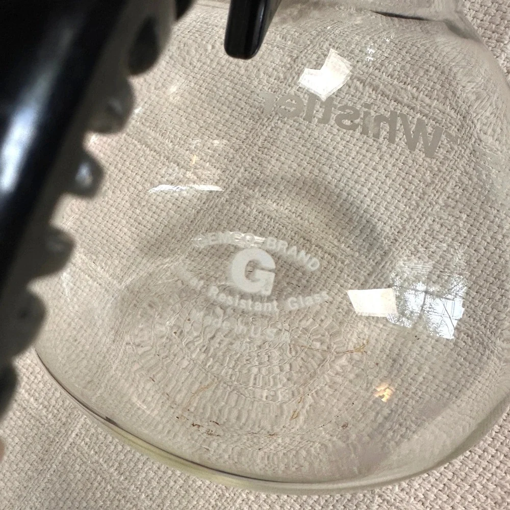 VTG Gemco The Whistler Glass Tea Kettle Stovetop Whistling Pot MCM Retro USA
